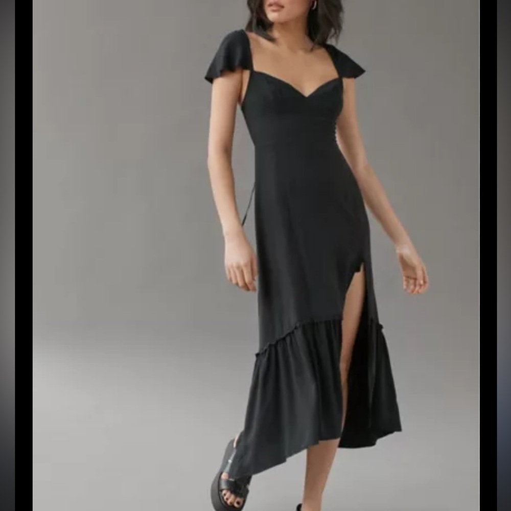 Urban Outfitters SIREN STRAPPY MIDI BLACK DRESS L